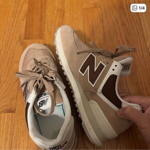 New Balance Tan and Brown Sneakers